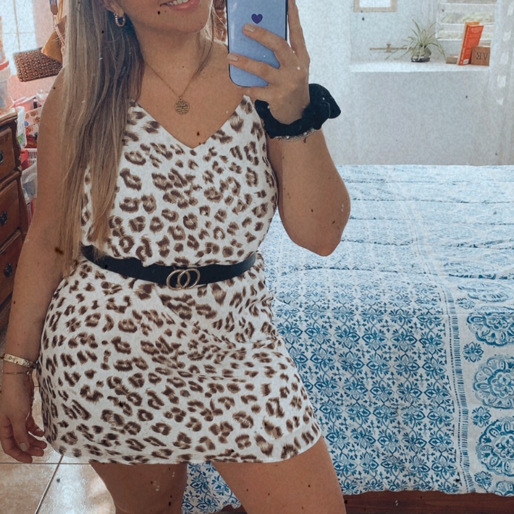 Cheetah print flowy mini dress